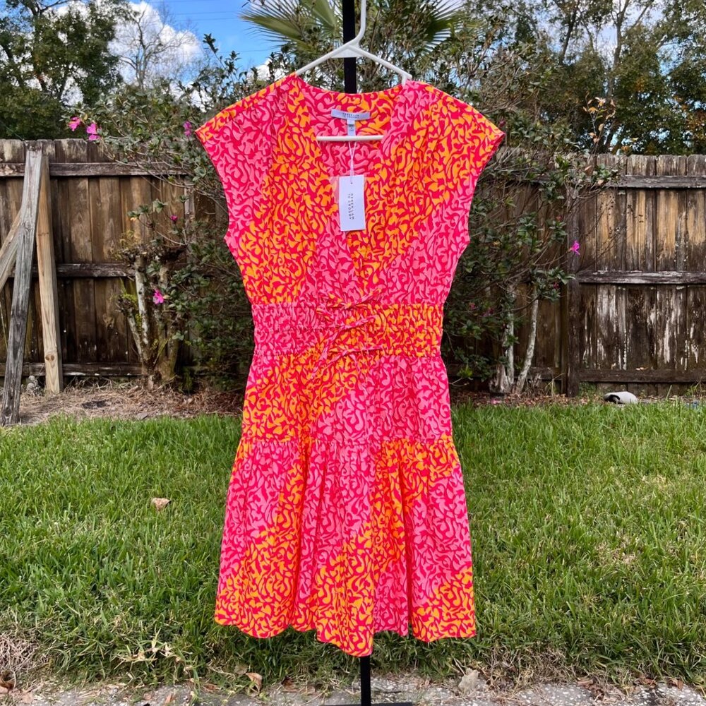 NWT Derek Lam 10 Crosby Tora Printed Dress in Pink Marigold Size 0 - Picture 3 of 11